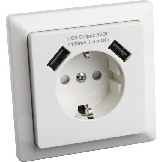 Gelia 4000038442 Seinäpistorasia 1-osainen, 2 x USB