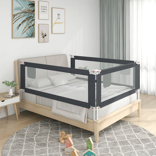 vidaXL Turvalaita sänkyyn tummanharmaa 180x25 cm kangas