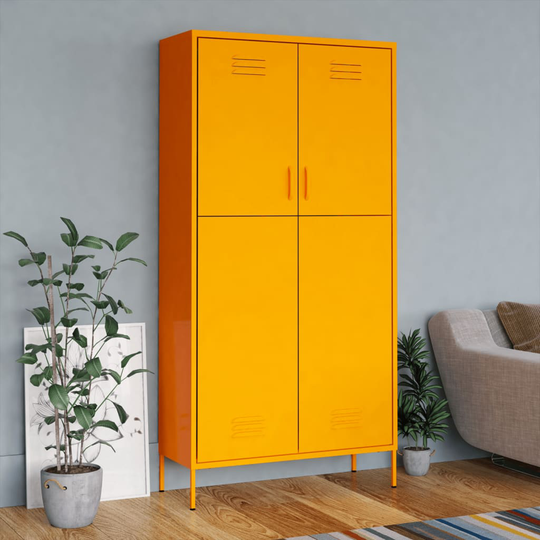 vidaXL Vaatekaappi sinapinkeltainen 90x50x180 cm teräs
