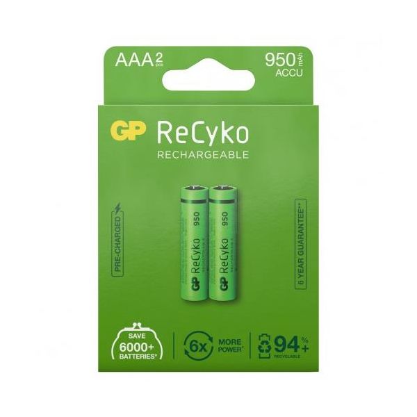 GP Batteries ReCyko 950 Uudelleenladattavat paristot AAA, 2-pakkaus