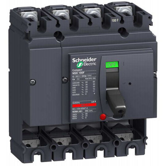 Schneider Electric ComPact NSX100B Virtakatkaisin 4-napainen 100 A, 25 kA