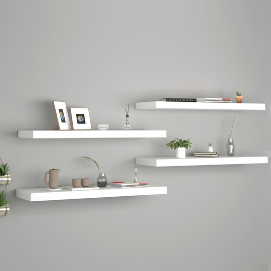 vidaXL Kelluvat seinähyllyt 4 kpl valkoinen 80x23,5x3,8cm MDF