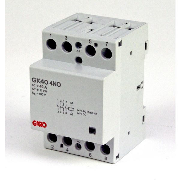 Garo GK40 4NO AC/DC Kontaktori 40 A, 4 sulkeutuvaa kontaktoria 24 V
