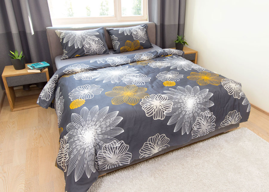Pussilakanasetti Navy Flora 240x210 cm