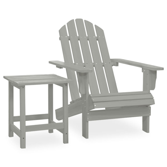 vidaXL Adirondack-puutarhatuoli pöydällä täysi kuusi harmaa