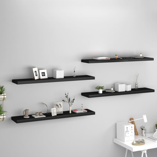 vidaXL Kelluvat seinähyllyt 4 kpl musta 120x23,5x3,8 cm MDF