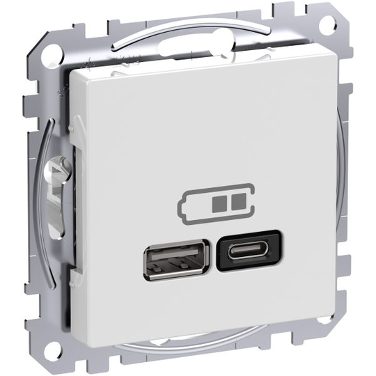 Schneider Electric Exxact WDE002983 USB-latausliitäntä 2 lähtöä, A+C valkoinen