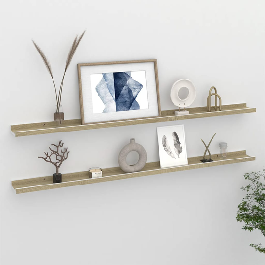 vidaXL Seinähyllyt 2 kpl valkoinen ja Sonoma-tammi 115x9x3 cm