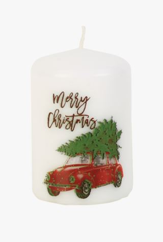 Christmas car pöytäkynttilä valkoinen