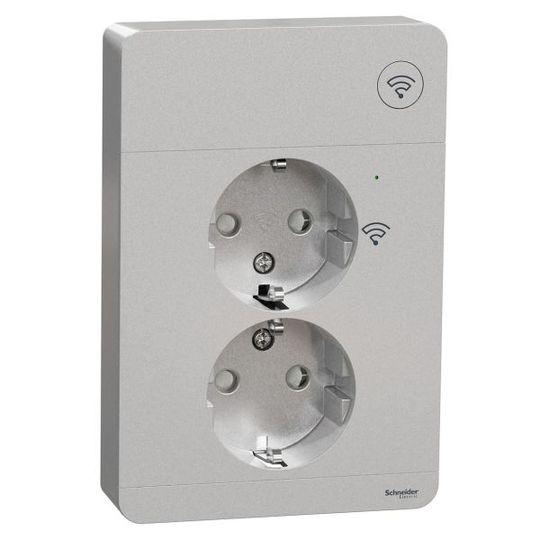 Schneider Electric Wiser WDE004384 Seinäpistorasia 2-osainen, Zigbee Metalli