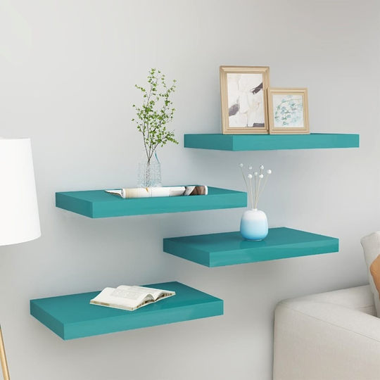 vidaXL Kelluvat seinähyllyt 4 kpl sininen 40x23x3,8 cm MDF