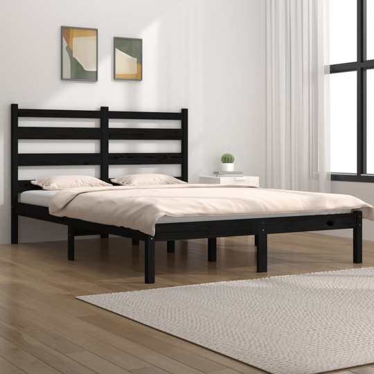 vidaXL Sängynrunko musta täysi mänty 180x200 cm 6FT Super King