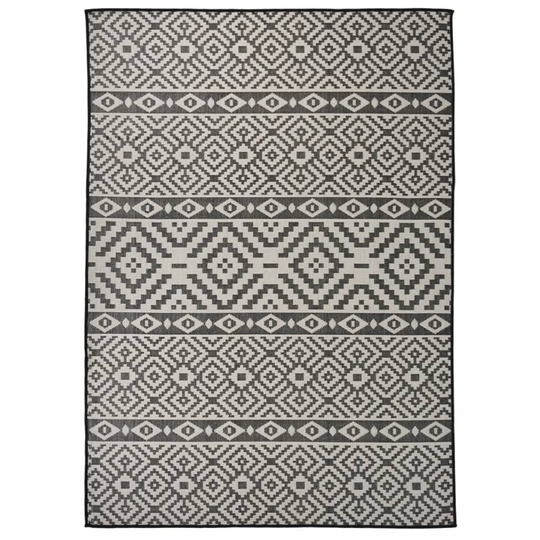 vidaXL Ulkomatto Flatweave 120x170 cm mustat raidat