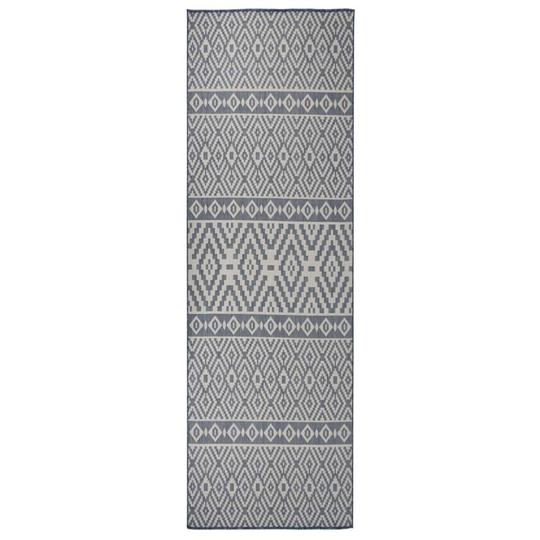 vidaXL Ulkomatto Flatweave 80x250 cm siniset raidat