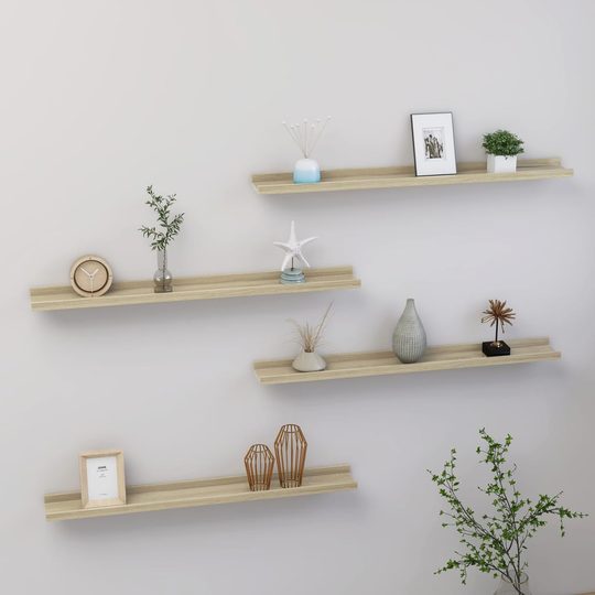 vidaXL Seinähyllyt 4 kpl Sonoma-tammi 80x9x3 cm