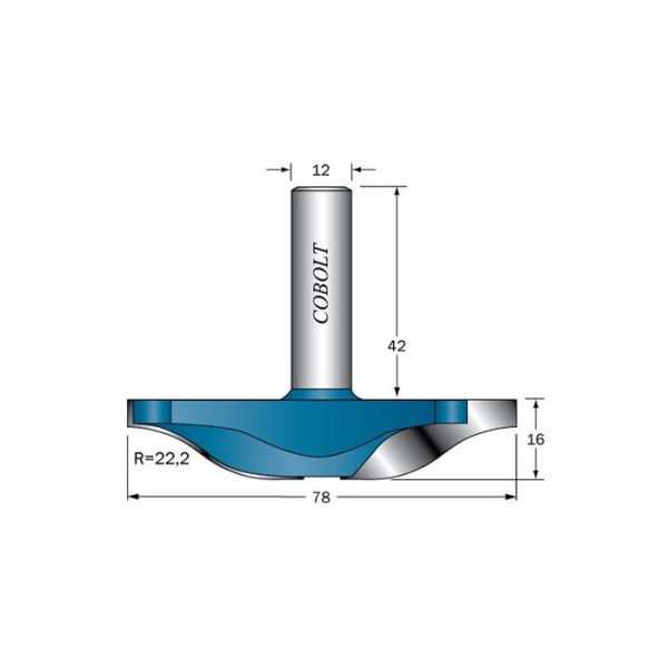 Cobolt 325-078B Urajyrsin R=22,2, D=78, L=16, S=12