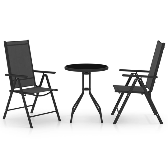 vidaXL 3-osainen bistrokalusteryhmä alumiini ja textilene musta