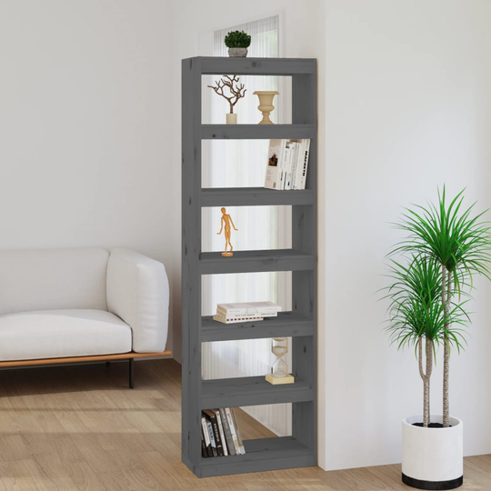 vidaXL Kirjahylly/tilanjakaja harmaa 60x30x199,5 cm täysi mänty