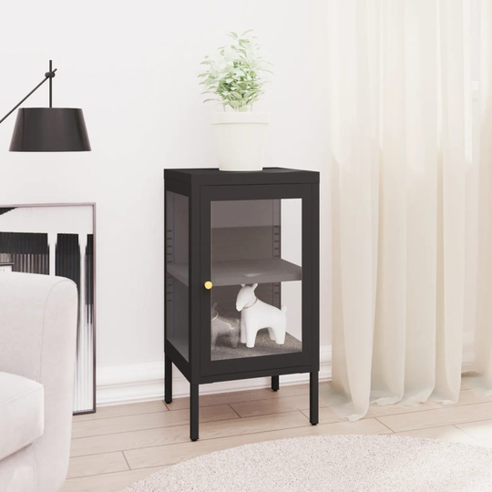 vidaXL Senkki musta 38x35x70 cm teräs ja lasi