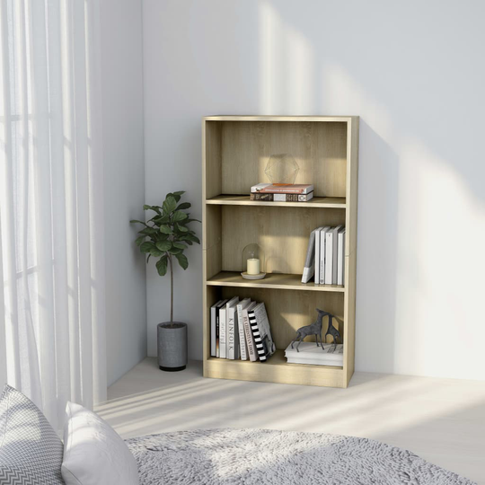 vidaXL 3-tasoinen kirjahylly Sonoma-tammi 60x24x109 cm tekninen puu
