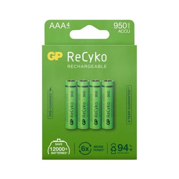 GP Batteries ReCyko 950 Uudelleenladattavat paristot AAA, 4-pakkaus