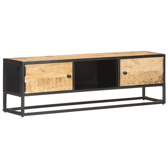 vidaXL TV-taso kaiverretulla ovella 130x30x40 cm karkea mangopuu