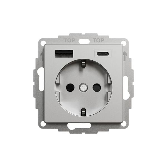 Schneider Electric Exxact Seinäpistorasia Metallic