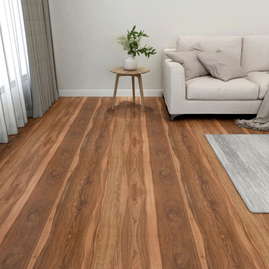 vidaXL Itsekiinnittyvä lattialankku 55 kpl PVC 5,11 m² ruskea