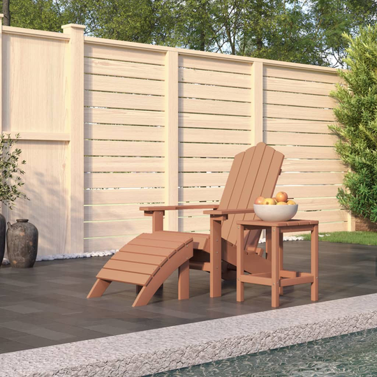 vidaXL Adirondack puutarhatuoli jalkatuella ja pöydällä HDPE ruskea
