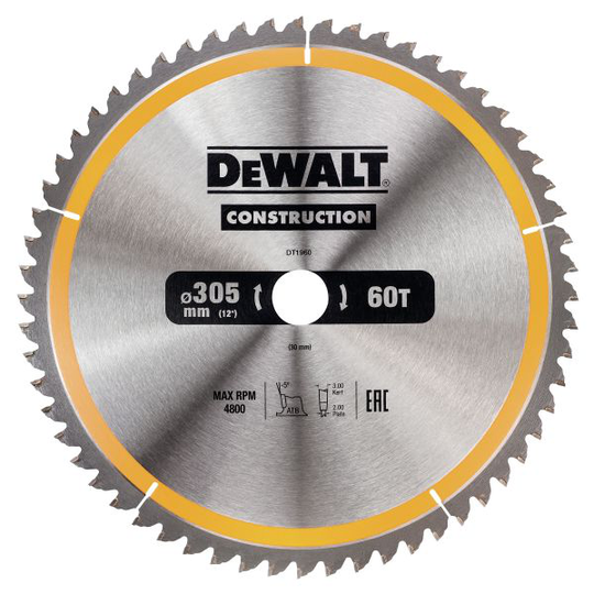 Dewalt DT1960-QZ Pyörösahanterä 305 x 30 mm, 60T