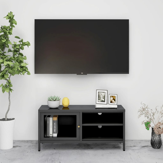 vidaXL TV-taso antrasiitti 90x30x44 cm teräs ja lasi