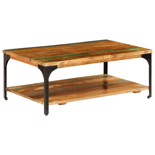 vidaXL Sohvapöytä hyllyllä 100x60x35 cm kierrätetty puu