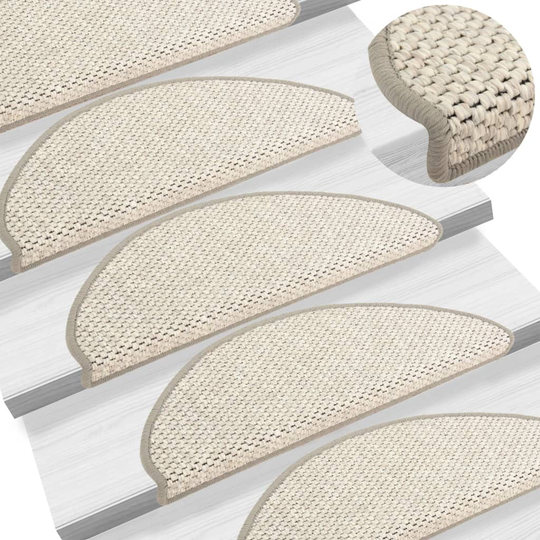 vidaXL Itsekiinnittyvät porrasmatot sisaltyyli 15 kpl 65x25 cm beige