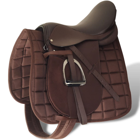vidaXL Ratsastussatula 16" Aitoa Nahkaa Ruskea14 cm 5-in-1