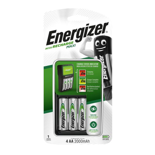 Energizer Recharge MAXI Akkulaturi 4 x AA, 2000 mAh