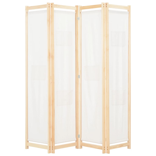 vidaXL 4-Paneelinen Tilanjakaja kerma 160x170x4 cm kangas