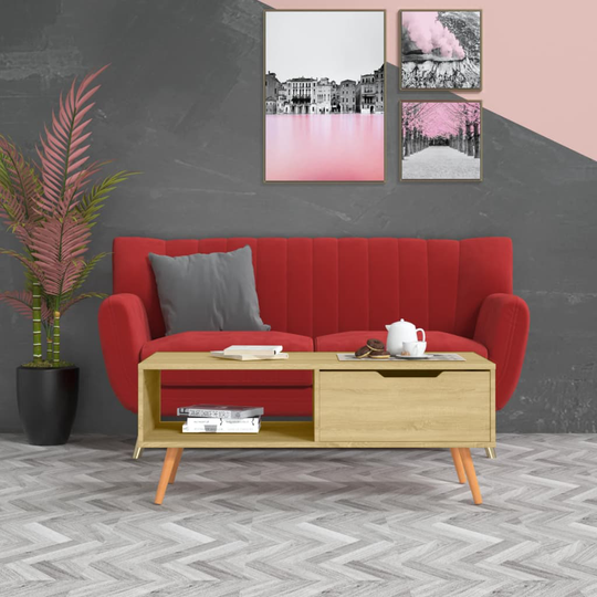 vidaXL Sohvapöytä Sonoma-tammi 100x49,5x43 cm lastulevy