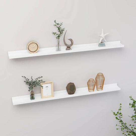 vidaXL Seinähyllyt 2 kpl valkoinen 100x9x3 cm