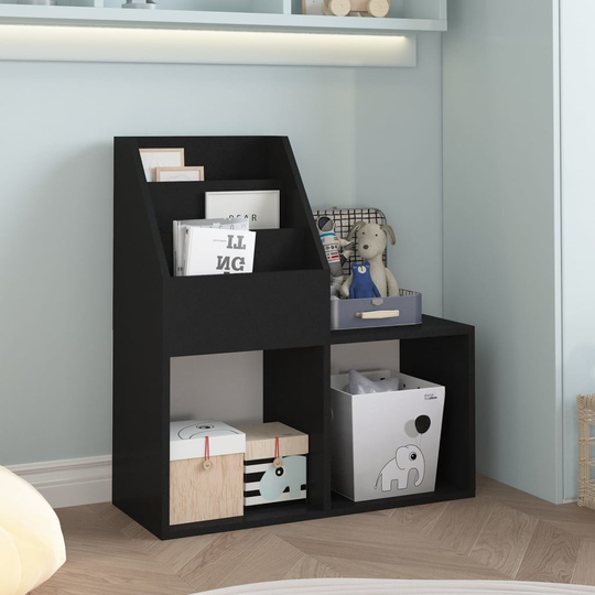 vidaXL Lasten lehtiteline musta 71x30x78,5 cm lastulevy