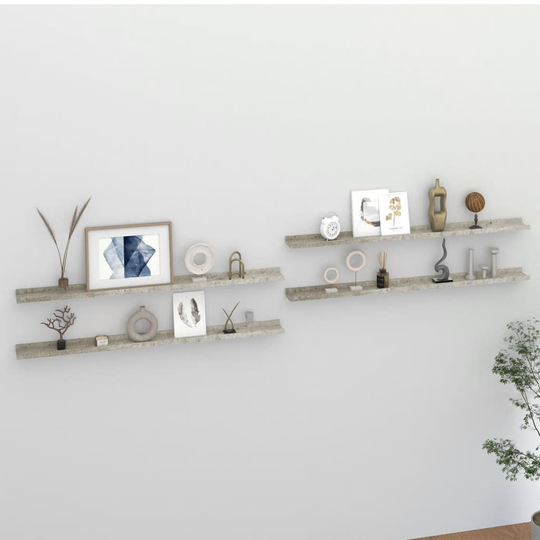 vidaXL Seinähyllyt 4 kpl betoninharmaa 115x9x3 cm