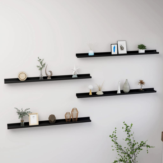 vidaXL Seinähyllyt 4 kpl musta 100x9x3 cm