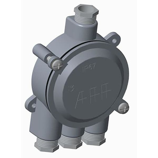 ABB 2CMA136540R1000 Kevytmetallikotelo Kierre 18,6, alumiinia 3 oikealle, 1 vasemmalle