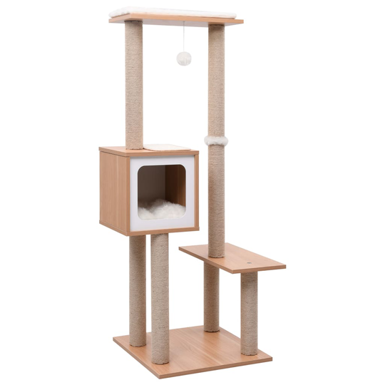 vidaXL Kissan kiipeilypuu sisal-raapimismatolla 129 cm