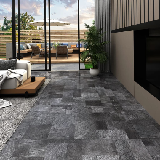 vidaXL PVC-lattialankku itseliimautuva 5,11 m² puukuvio harmaa