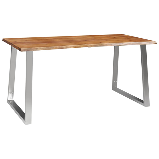 vidaXL Ruokapöytä 160x80x75 cm täysi akaasiapuu ja ruostumaton teräs