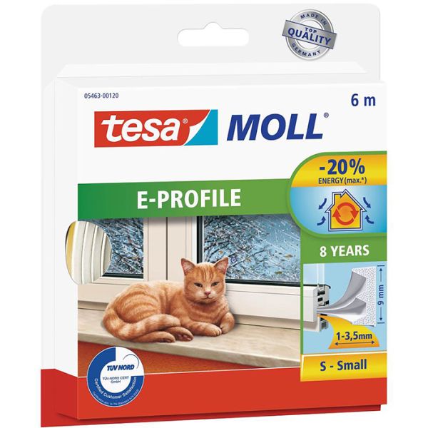 Tesa E-list 05463-00120-00 Kuminen tiivistenauha EPDM, 6 m, 9 mm x 4 mm Läpinäkyvä