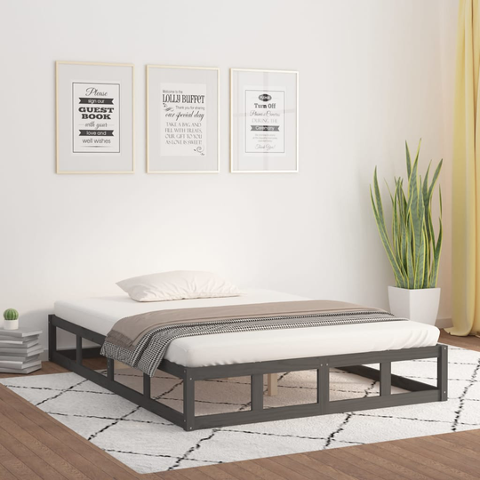 vidaXL Sängynrunko harmaa 135x190 cm 4FT6 Double täysi puu