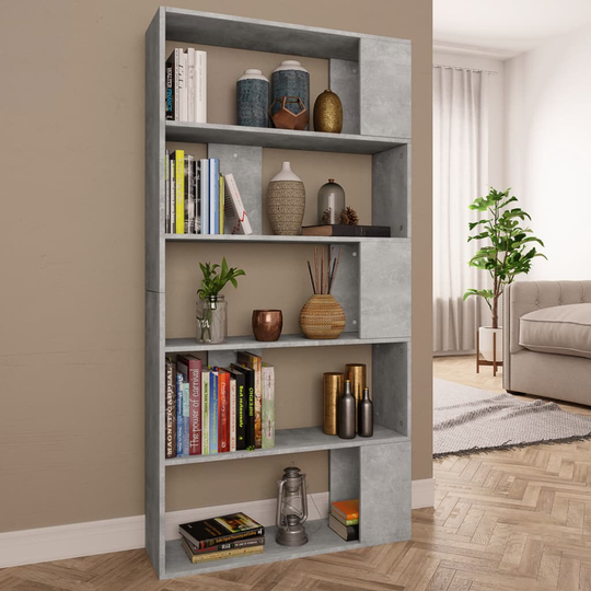 vidaXL Kirjahylly/tilanjakaja betoninharmaa 80x24x159 cm lastulevy