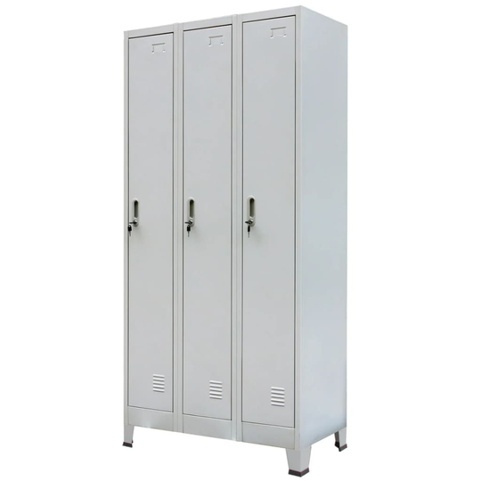 vidaXL Lukkokaappi 3 lokerolla teräs 90x45x180 cm Harmaa