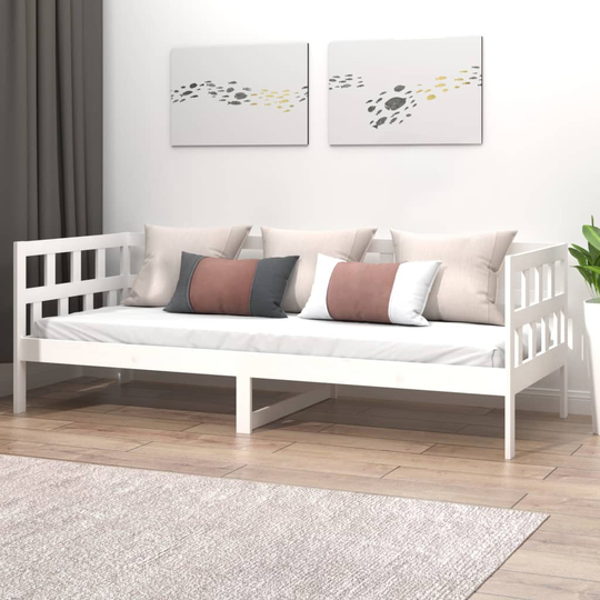 vidaXL Sohvasänky valkoinen täysi mänty 90x200 cm